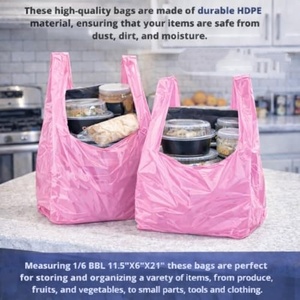 Sac en <span class=keywords><strong>plastique</strong></span> rose personnalisé avec impression « Merci » pour courses alimentaires, en PEHD/PEBD, prix usine YC, pour emballage - Product Image 5