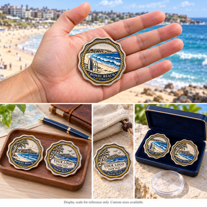 Monedas Conmemorativas Personalizadas de Bondi y Waikiki Beach, Regalos de Viaje Costeros de Doble Cara, OEM ODM - Product Image 3