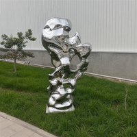 Escultura de Columna Fluida de Acero Inoxidable de Lujo, Pulido Espejo, Diseño Orgánico, para Jardín, Parque, Hotel, Plaza, Tamaño Personalizado
