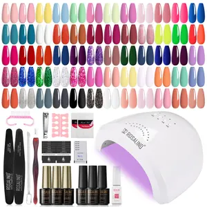 Rosalind conjunto de esmalte em gel profissional tudo em um para unhas, lâmpada UV de marca própria, kit de ferramentas para manicure, 60 cores, atacado