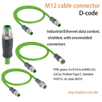 Conector de Cable de Alimentación Aeroespacial M12 DIN, Codificación A/B/C/D/L, 3, 4, 5, 6, 8, 12 Polos, Macho/Hembra, Recto/Angular, IP67, 250V, 4A