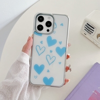 Chrome 2 en 1 coeur conception coque arrière de téléphone pour iPhone 13/13 Pro/14 /15 Promax