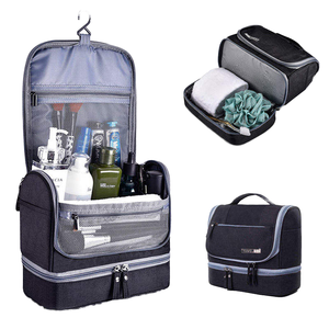 New Arrival Multi-function Large Capacity Double-layer Hanging Waterproof for Wash Bag PU Leather Vintage Zipper Men's - Product Image 1