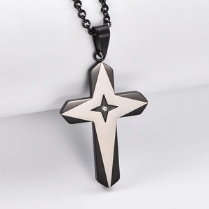 Hodarl – collier avec pendentif croix catholique en acier inoxydable pour hommes, accessoires de bijoux Jésus-Christ - Product Image 2