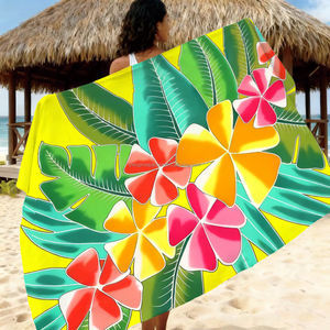 Pareo para Mujer de las Islas del Estrecho de Tórres / Lavalava, Nuevo Diseño Pintado a Mano con Hibisco y Frangipani, Estilo Étnico, Pareo de <span class=keywords><strong>Playa</strong></span> de Rayón - Product Image 1