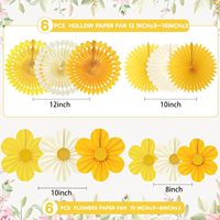 Décorations de fête jaunes, éventails en papier pour décoration murale sur le thème des tournesols |   Toile de fond florale pour thème citron estival, mariages, baby shower