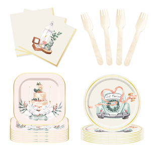 Juego de Vajilla DAMAI para Fiestas de Boda, Incluye Platos, Vasos y Servilletas de Papel para Decoración de Mesas de Boda - Product Image 4