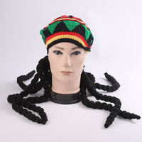 Gorro de Jamaica con Bordado 3D de Bob Marley, Estilo Reggae, Trenzas Largas, Color Arcoíris, Rastas Africanas, Gorro Unisex Étnico Rasta Kufi