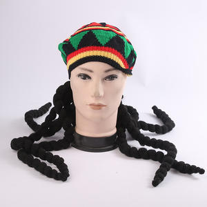 Jamica Crochet treccia lunga Bob Marley <span class=keywords><strong>Reggae</strong></span> cappello arcobaleno colore africano Dreadlocks etnico Rasta Kufi <span class=keywords><strong>Beanie</strong></span> con parrucca parrucca - Product Image 6