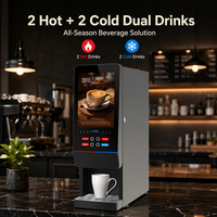Machine à café instantanée industrielle 4 saveurs, distributeur de boissons chaudes et froides, grand bac de récupération des eaux usées, facile à nettoyer