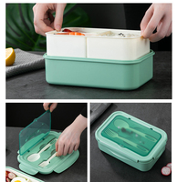 Boîte à lunch bento étanche avec ensemble de couverts intégré, en PP5 de qualité alimentaire, pour préparation de repas au bureau ou à l'école