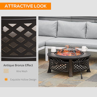 Foyers extérieurs portables de 32 pouces pour brûler du bois, foyer avec grille pour barbecue