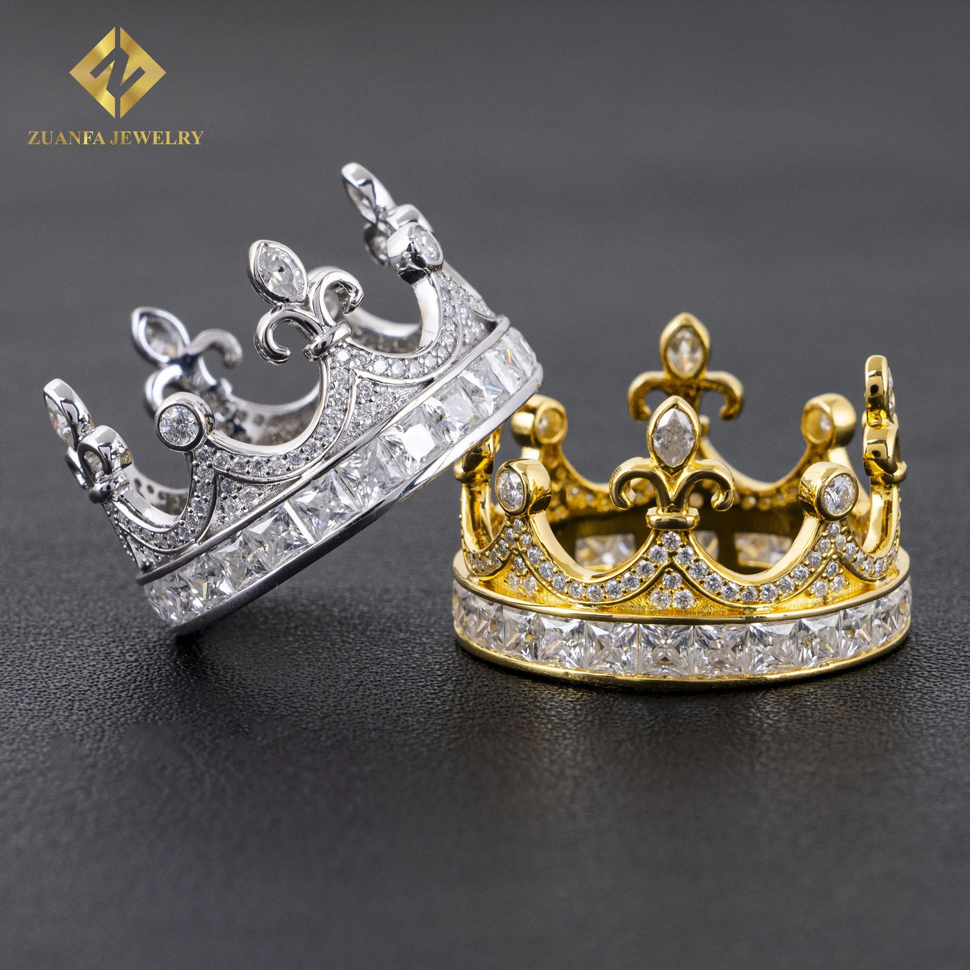 luxury Style Women engagement rings vvs moissanite sterling silver 925 Wedding Crown ring