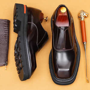 Zapatos Oxford de Cuero Negro para Hombre, Sin Cordones, Punta Puntiaguda, Suela de Goma Acolchada, para Toda Temporada, Impermeables, para Bodas - Product Image 4