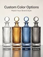 Bouteille à spiritueux en verre cristal blanc cannelé multicolore OEM de qualité supérieure 500 ml, gravure personnalisée, emballage cadeau pour marque de tequila