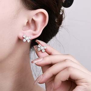 Full Diamond Bow <b>Stud</b> Moissanite Earrings - Product Image 2