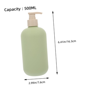 ขวดแชมพูพลาสติก HDPE สีเขียวด้านแบบสัมผัสนุ่ม พิมพ์โลโก้ได้ ขนาด 200 มล. 300 มล. 500 มล. สำหรับบรรจุภัณฑ์โลชั่นและเครื่องสำอางแบบปั๊ม - Product Image 3