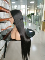 Sampel wig renda gratis harga grosir, wig depan renda Brasil virgin kelas atas rambut manusia dengan rambut bayi untuk wanita warna hitam