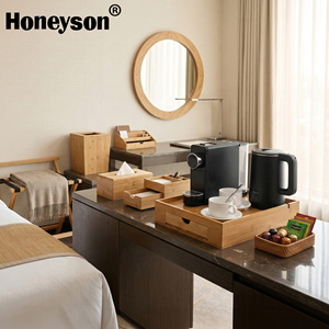 Ensemble de plateau de voyage biodégradable en bambou Honeyson pour hôtels et hôtellerie, avec bouilloire électrique, organiseur de dosettes de café, station à thé pour chambre d'hôtes - Product Image 2
