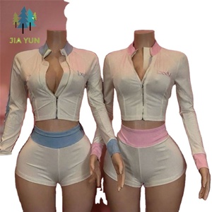 Conjunto de 2 Piezas de Ropa Urbana Informal para Mujer de Alta Calidad, Chaqueta Corta con Capucha y Pantalones Cortos, Conjuntos de Suéteres de Punto a Juego - Product Image 1