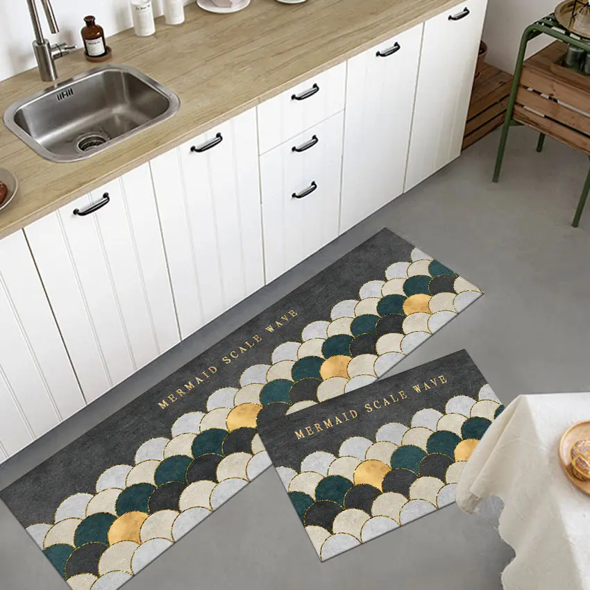 Fashion National Style Geometric Kitchen Runner Rug Non Slip Breathable Home Kitchen floor mat