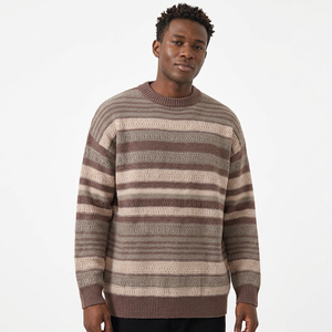 Pull en tricot rayé pour homme, manches longues, col rond, décontracté, pour l'automne, 100% acrylique, épaisseur standard - Product Image 3