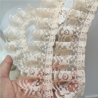 Broderie de fleurs en coton plissé 3d de 5cm de large, plis de dentelle, col de couture, appliques, garniture de robe à volants
