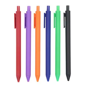 Promoção de alta qualidade caneta esferográfica de plástico com logotipo personalizado para impressão de material de escritório caneta esferográfica de plástico com revestimento de borracha