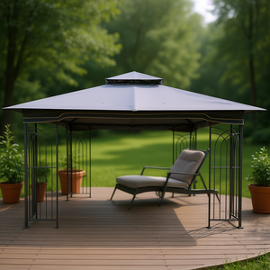 Cubierta de Repuesto para Gazebo/Pérgola de Patio, 10x10 Pies, Color Gris, Techo Doble, Diseño Contemporáneo - Product Image 2