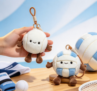 Porte-clés en peluche mini ballon de volley-ball mignon et doux, breloque de sac rembourrée, jouet à suspendre pour sac à dos, cadeau pour les passionnés de sport - Vente en gros