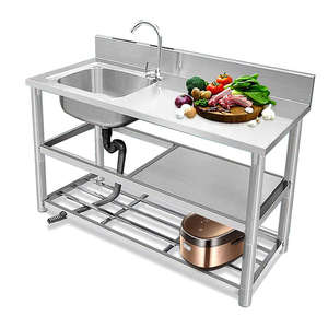 Vendita calda 304 in acciaio inox singolo ciotola lavello da cucina con bordo di scarico e vassoio per Home Restaurant - Product Image 2