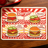 Sous-plats en papier personnalisés imprimés, assiettes jetables pour restaurant, napperons en papier rectangulaires ou ronds avec logo