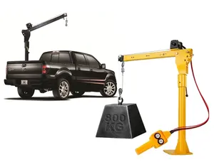 Cần Cẩu Xe Tải Tời Điện Di Động Tời Điều Khiển Từ Xa Di Động Jib Mounted Pickup Arm Lift Nhỏ Mini Crane 500Kg