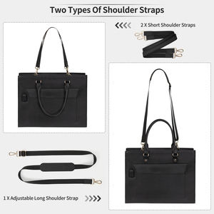 USBポート付きRelavel防水教師用ハンドバッグ17インチラップトップトートバッグレザーコンピューターショルダーバッグ女性用ラップトップバッグ - Product Image 5