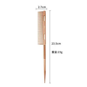 专业女性造型头发切片长鼠尾梳细齿铝美发梳时尚木质耐热 - Product Image 5