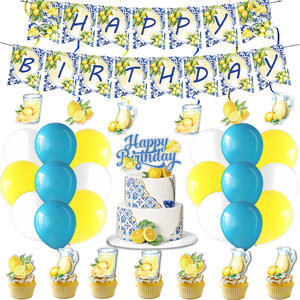 नींबू ग्रीष्मकालीन जन्मदिन पार्टी बैनर सजावट ग्रीष्मकालीन पार्टी नींबू थीम पेपर प्लेट कप टेबल टेबल टेबल टेबल - Product Image 2