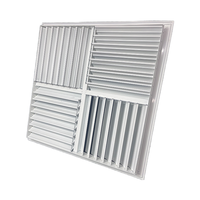 Systèmes HVAC Diffuseur d'air carré multidirectionnel en aluminium Diffuseur de grille et de registre de plafond