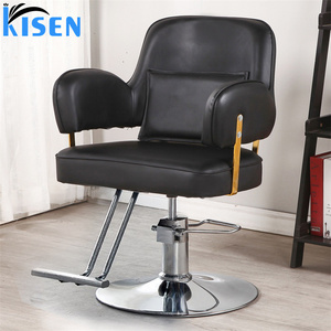 Kisen เก้าอี้ตัดผมชายสีดำสุดหรูสีดำเงาปั๊มไฮดรอลิกสำหรับเฟอร์นิเจอร์ร้านเสริมสวย - Product Image 5