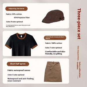 T-shirt in cotone 100% con Logo stampato su misura per dipendenti del ristorante a maniche corte vestito da Pizzeria personalizzato con cappelli da grembiule - Product Image 3