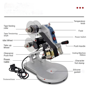 Mesin Cetak Kode Tanggal Produksi, Tanggal Kedaluwarsa, Nomor Batch, dan Nomor Lot dengan Teknik Hot Stamp Manual, Printer <span class=keywords><strong>Ribbon</strong></span> Warna, dan Pengkode Tanggal - Product Image 6