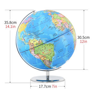 Globo Terráqueo de Geografía de 30.5 cm, Globo Terráqueo Giratorio de Metal con Mapa <span class=keywords><strong>del</strong></span> <span class=keywords><strong>Mundo</strong></span> para Niños, Modelo de Globo de Geografía, Decoración para el Hogar y la Oficina - Product Image 1