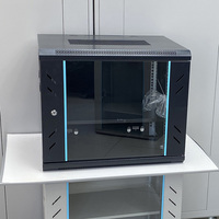 Armoire de serveur réseau murale 9U 19 pouces, porte en verre trempé noir, profondeur 450 mm