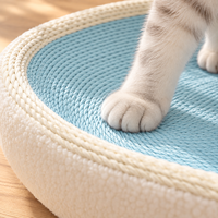 Lit grattoir pour chat en carton bleu ovale en forme de piscine avec jouet interactif souris, idéal pour l'été – Vente en gros