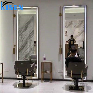KISEN Stainless Steel Salon Display Cabinet Dressing <b>Table</b> And Storage Shelves Contemporary Large <b>Mirror</b> For Barber Shop Use - Product Image 3