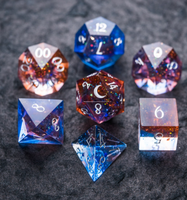 Jeu de dés polyédriques Sha5p Edge Dnd, 7 pièces, noyau liquide, rasoir rempli de cœur, dés tranchants faits à la main