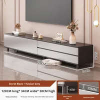 Meuble TV Dareko en bois mélaminé haut tendance gris et noir support TV ensemble de table basse grand rangement pour salon