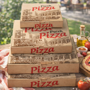 Упаковка для пиццы на заказ: перерабатываемые коробки из крафт-бумаги и белые коробки для доставки, порций, еды на вынос и упаковки для продуктов. - Product Image 5