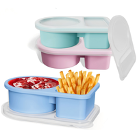 Boîte à assaisonnements carrée à double compartiment, portable, résistante à la chaleur, en silicone de qualité alimentaire, sans BPA, écologique, étanche, pour conserver la fraîcheur