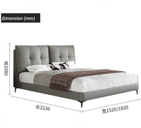 Ensemble de chambre à coucher King-Size moderne, luxueux, écologique et durable avec lit rembourré en cuir véritable et cadre en bois massif