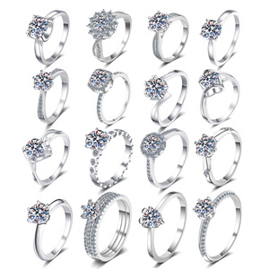 Anillo Clásico de Plata de Ley 925 al por Mayor, Anillo de Seis Garras, Color D, Moissanita de 0.5CT, Anillo de Diamantes para Mujer, Regalo de Compromiso, Certificación GRA - Product Image 1